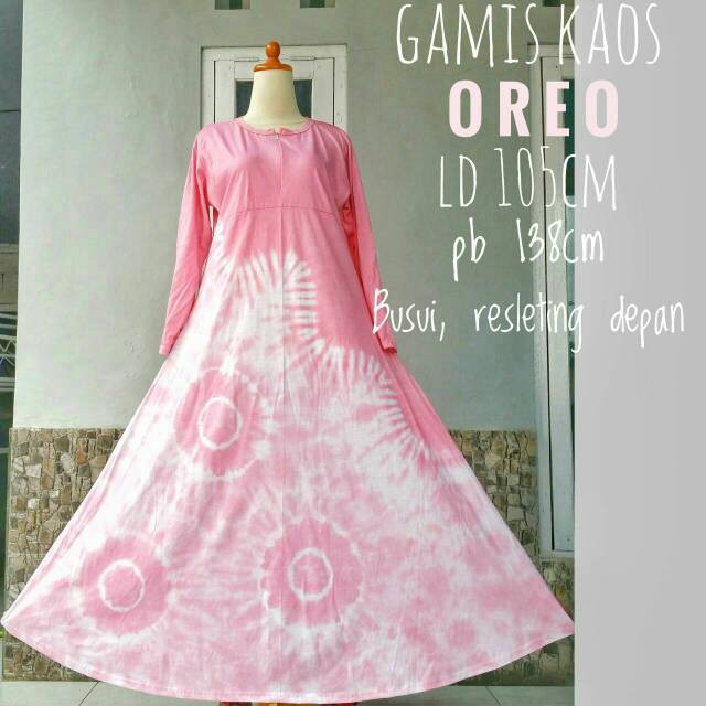 Gamis Kaos Oreo Jumbo Busui Kancing Depan / Longdress Kaos Tie Die Muslimah Tie Dye Tye Dye Tay Day