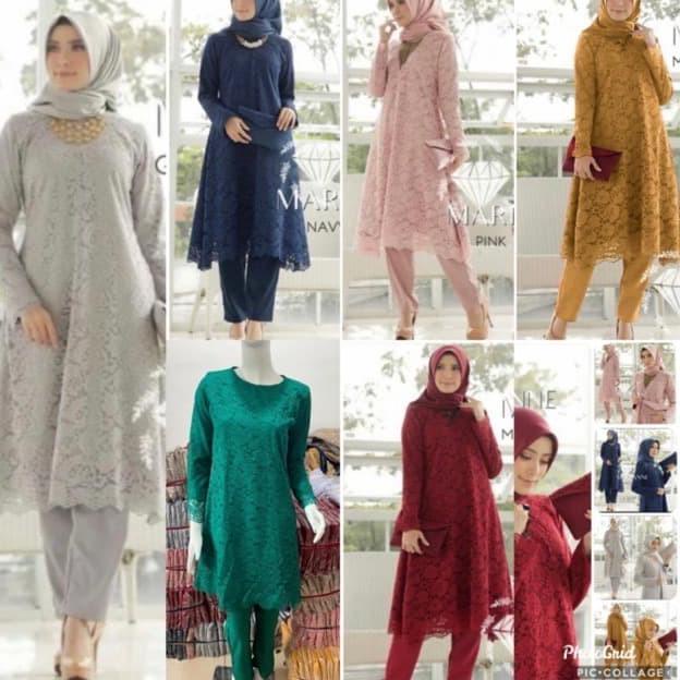 SETELAN MARIANE TUNIK BRUKAT + CELANA KULOT 6 WARNA KEBAYA SETELAN