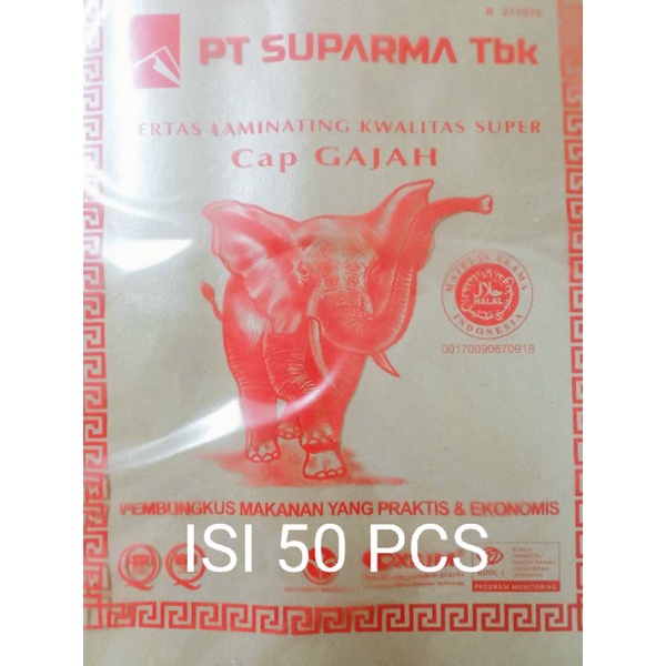 

KERTAS NASI/KERTAS BUNGKUS MAKANAN ISI 50PCS GAJAH PINK