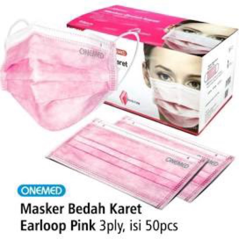 MASKER KARET MEDIS 3 PLY ONEMED ISI 50PER BOX