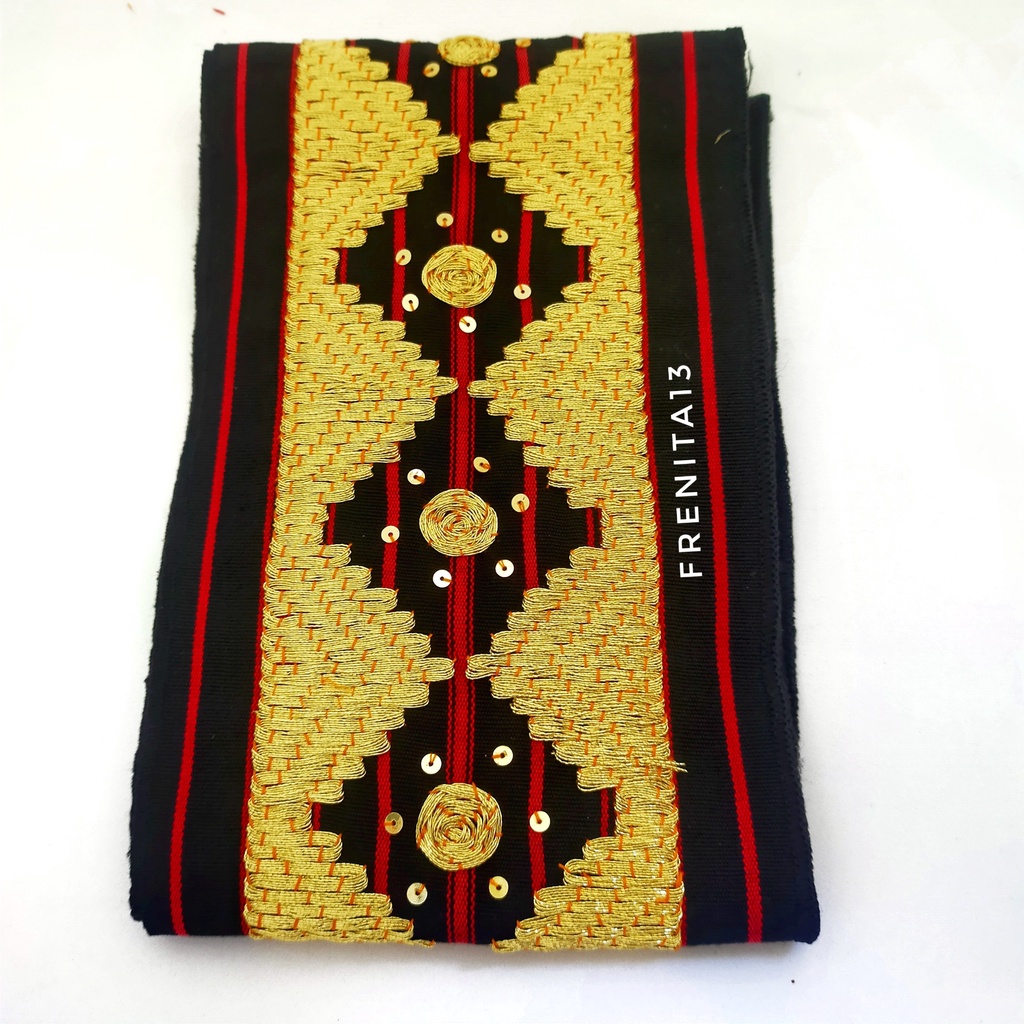[BISA COD] Bisban / Selendang / List Tapis Khas Lampung asli Sulaman-Bulet Tengh Hitam
