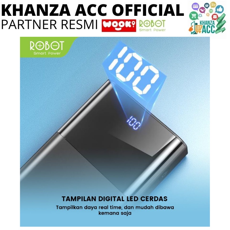 KHANZAACC ROBOT RT22 PowerBank 20000mah Dual Port Input &amp; Output Original Led Indicator