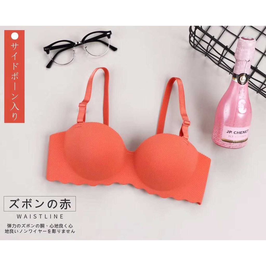 TF BRA Seamless Push Up Pengait Pakaian Dalam BH Wanita Bralette Bahan Lembut-Oren