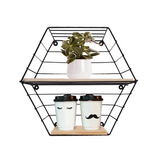 GUNINCO RAK  SEGI ENAM Rak  Dinding Dapur  minimalis  Besi Hexagon Dekorasi Wall Decor Gantung Bunga 