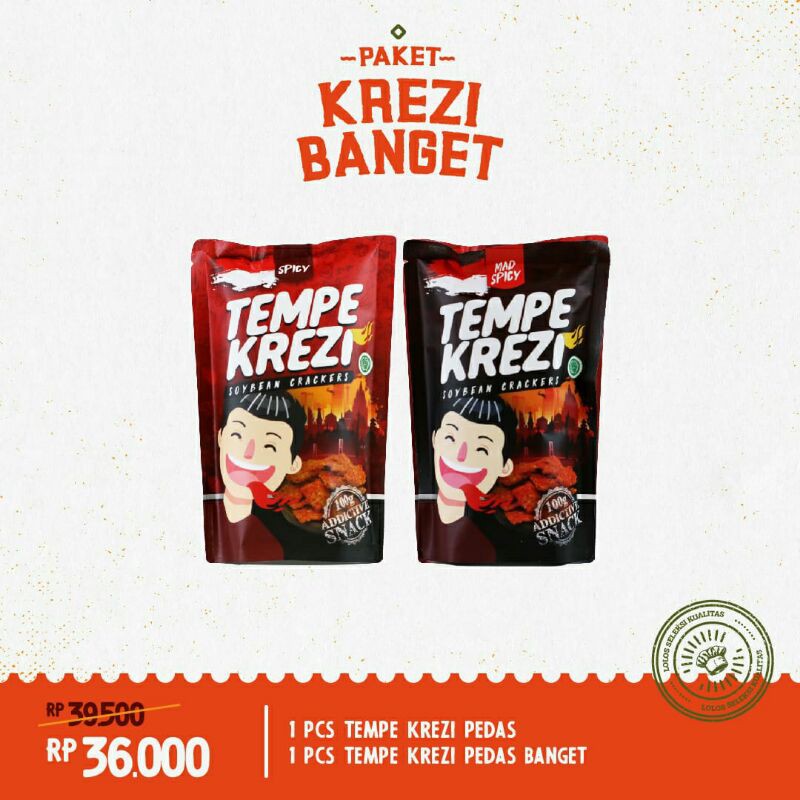 

Paket Tempe Krezi 2pcs (Variant Spicy & Mad Spicy)