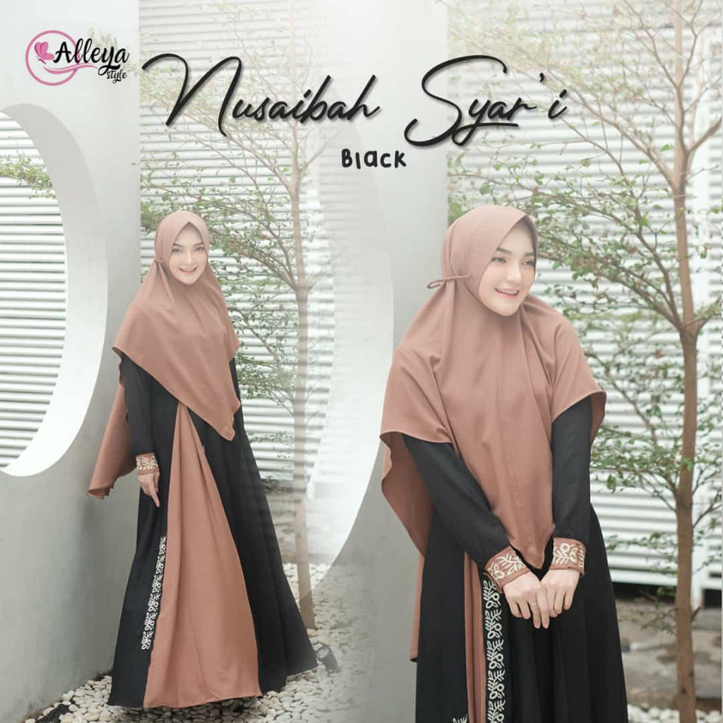 GAMIS SET JELITA RJ NUSAIBAH ALEEYA set khimar model tebaru S - XXXL double layer hits PREMIUM RENDA ITYCREPE