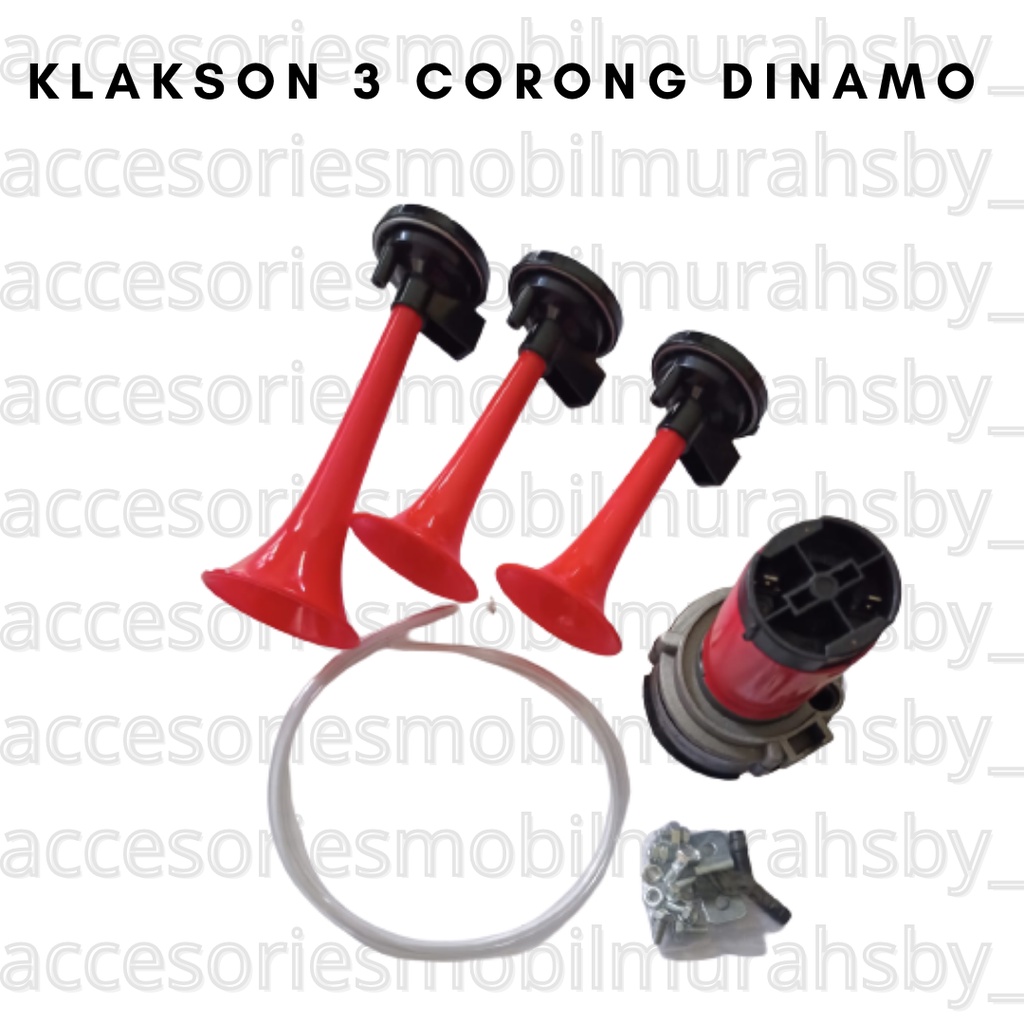 Klakson Telolet 3in1 Terompet 3 Corong Dinamo + Relay Fungsi Ke Motor dan Mobil 12volt dan 24volt