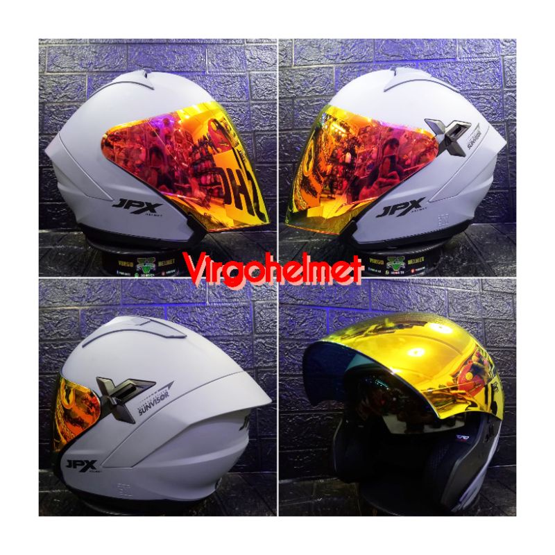 HELM JPX NOVA X SOLID DARK GREY DOFF NEW VISOR IRIDIUM REDGOLD ORIGINAL (Ongkir termurah 2 kg)