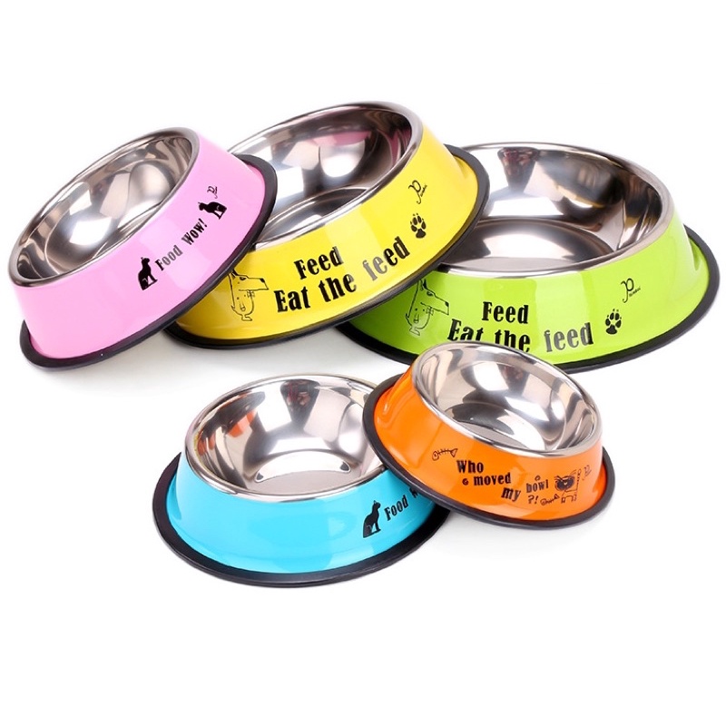 Mangkok stainless anjing kucing tempat makan minum hewan bowl feeder