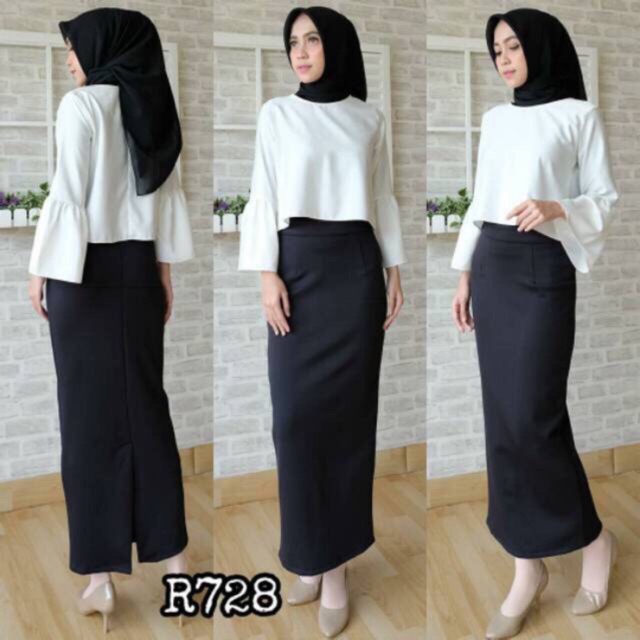 ROK SPAN SCUBA / ROK SPAN MAXI PANJANG/ LONG SPAN SKIRT SCUBA / ROK KERJA