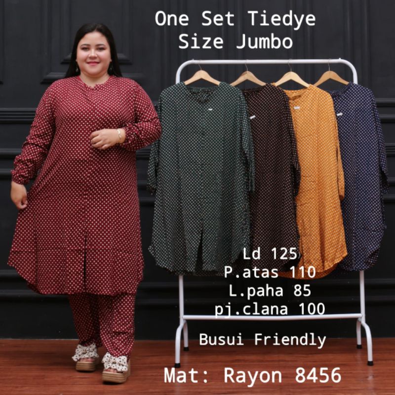 Setelan Tunik One SET CP LP Super Jumbo polka