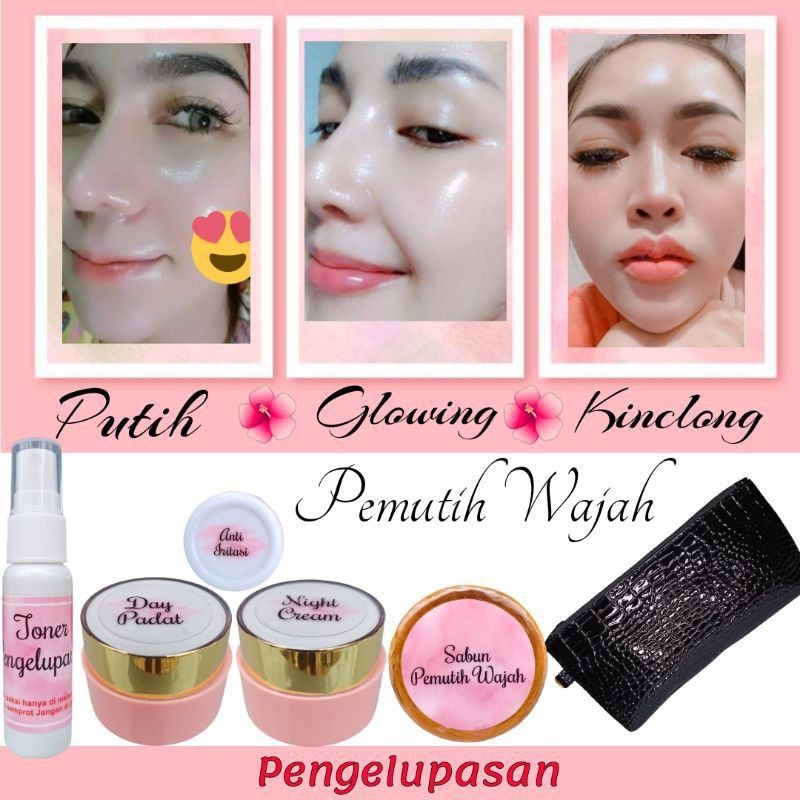 paket pemutih wajah free cream iritasi/ratu glow cream pemutih wajah/paket pengelupasan ratu glow