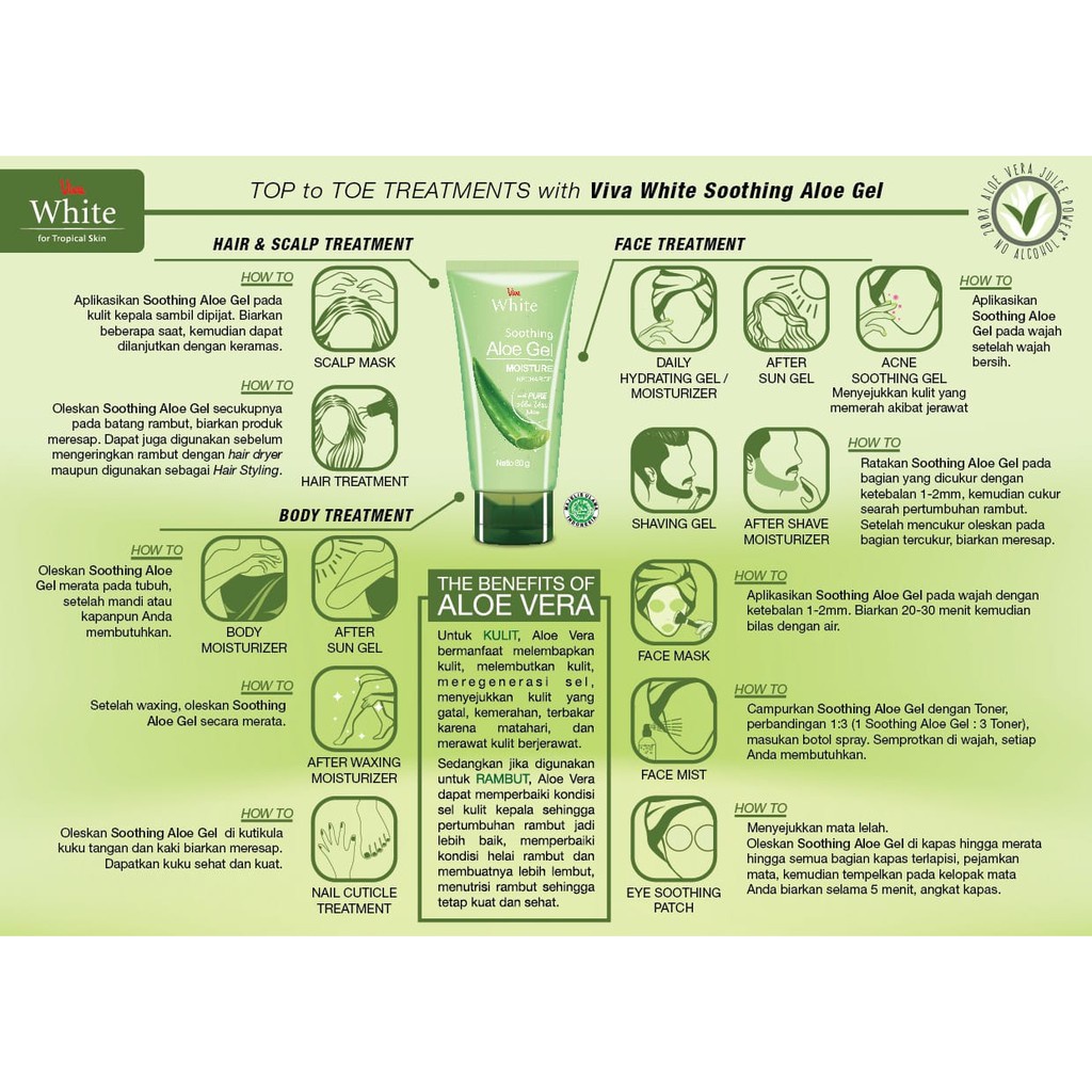 ✿ELYSABETHME✿ (🆅🅸🆅🅰) Viva aloe vera gel lidah buaya pelembab penghalus wajah bahan alami dari tumbuhan