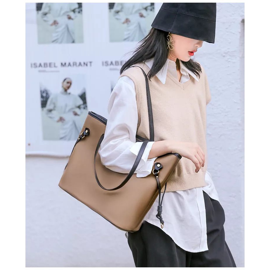 RH BAGS Tote Bag Kulit Sintetis Tas Tote Kekinian Terbaru Model Style korean Tas Bahu Wanita Terbaru Kapasitas Besar Cocok Buat Kerja Kuliah Bepergian