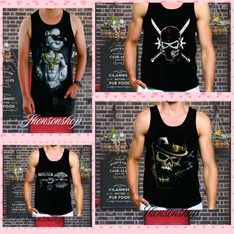 kaos singlet DISTRO/T-SHIRT Catton Combat. buat pria