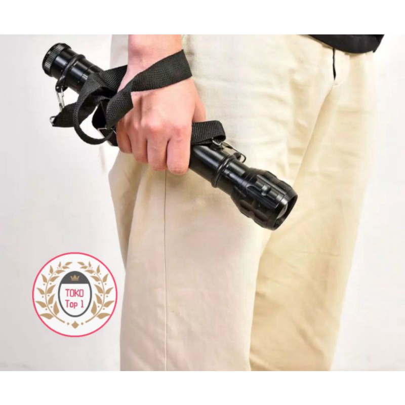 senter swat police/panjang  3baterai besar/baterai abc besar/senter /body besi/ baterai besar