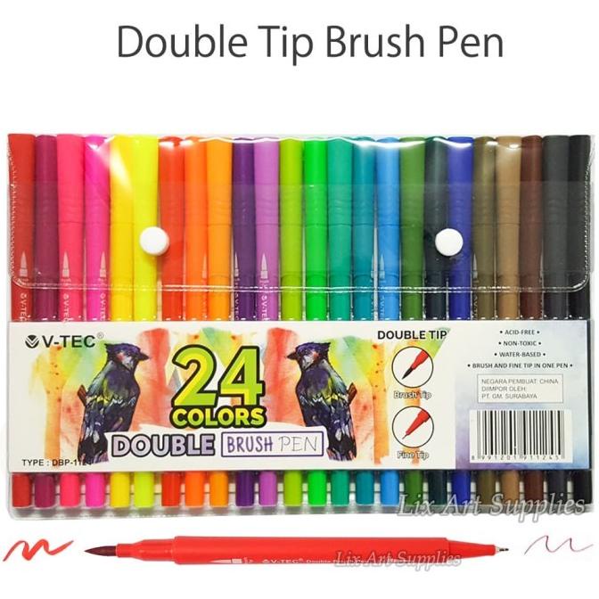 

(BISA COD) V-TEC Double Tip Brush Pen Set 24 Colors (DBP-1124) PRODUK TERBATAS Kode 1290