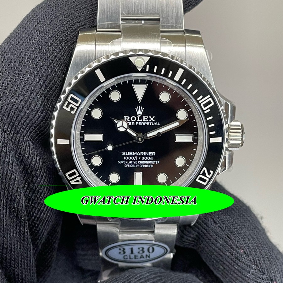Promo  Jam Tangan Pria Terbaru Rolex Submariner No Date 114060 LN Black Ceramic 3130 CLEAN Factory S