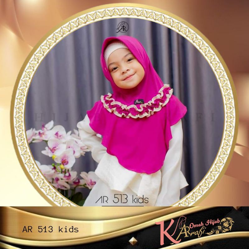 Jilbab Hijab Kerudung Bergo Instan Anak Kids Terbaru 2021 AR513 Arrafi ORI Hijab Wanita Cantik