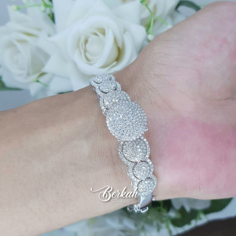Gelang Fashion besar emas putih berlian eropa asli natural diamond