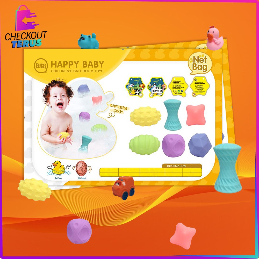 CT M253 Mainan Edukasi Baby Bath Toys Mainan Bebek Anak Bayi Mainan Mandi Anak Karet Set Karakter Bisa Bunyi