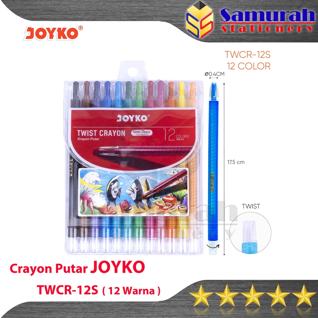 

Crayon Joyko TWCR-12s ( 12 Colours ) / Krayon Putar Mewarnai isi 12 Warna / Twist Oil Pastel TWCR 12s