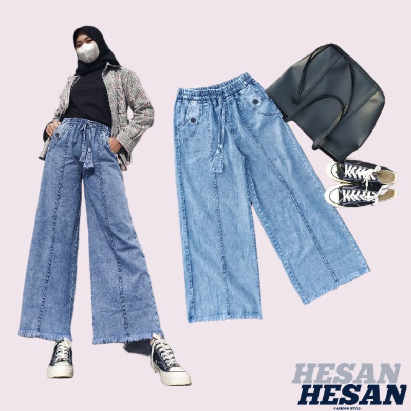 KULOT JEANS HIGHWAIST PREMIUM || KULOT JEANS WARNA TULANG SNOW