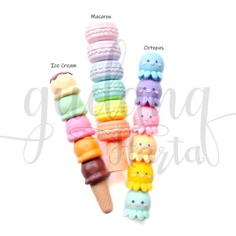 Highlighter Lucu 3D Penanda Kalimat Bentuk Ice Cream Macaron Octopus GH 309001