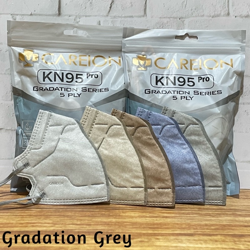 Masker KN95 PRO Mix Warna  Careion Gradation Gradasi Warni Series Shrimpink Matcha Grey Hitam Putih Abu5 Ply 1 Pack Isi 10 pcs