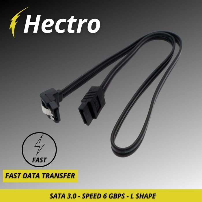 HECTRO Kabel SATA 3.0 SATA III 6Gbps Sudut Kanan 90 Derajat Bentuk L