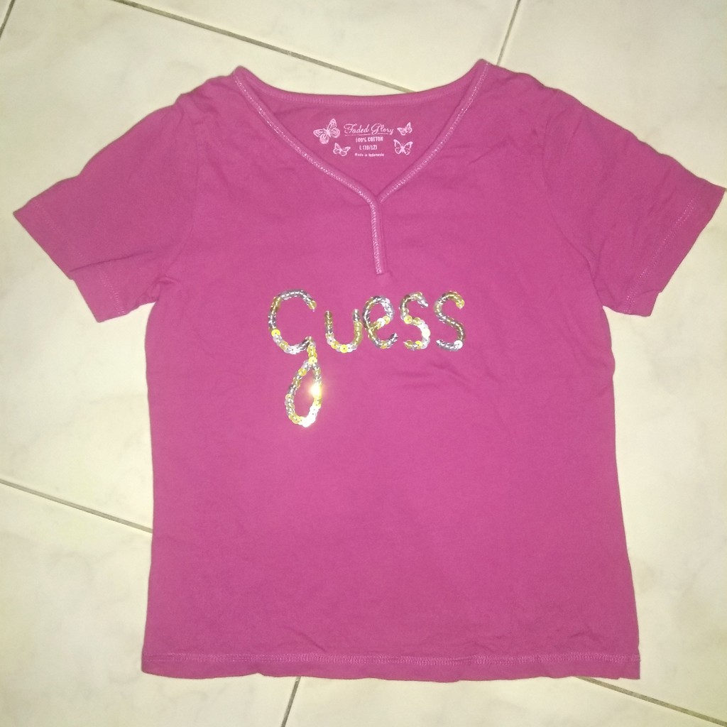 pink guess shirt