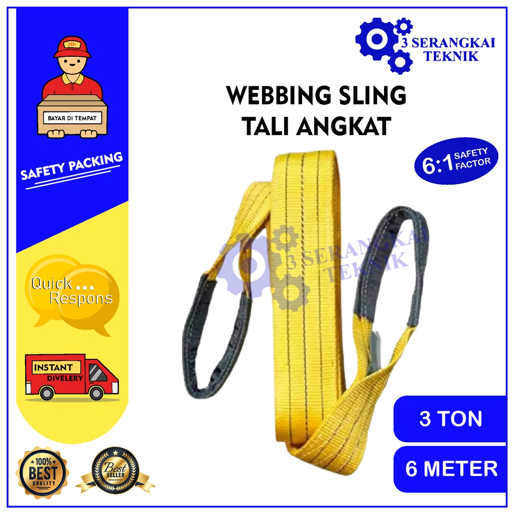 Webbing Sling 3 Ton x 6 Meter / Lifting Belt / Tali Angkat