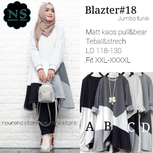 Blazter jumbo tunik.  Fashion wanita.  Tunik jumbo.  Atasan jumbo.  Tunik wanita