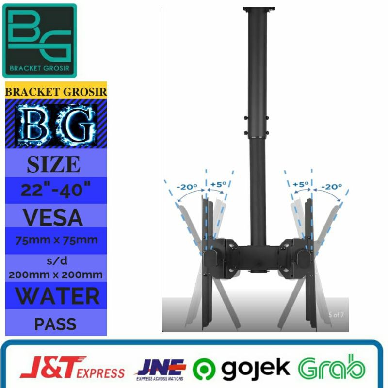 Bracket Braket TV Gantung Plafon Ceiling 24&quot;/32&quot;/40&quot;/43&quot;/45&quot; Water pass