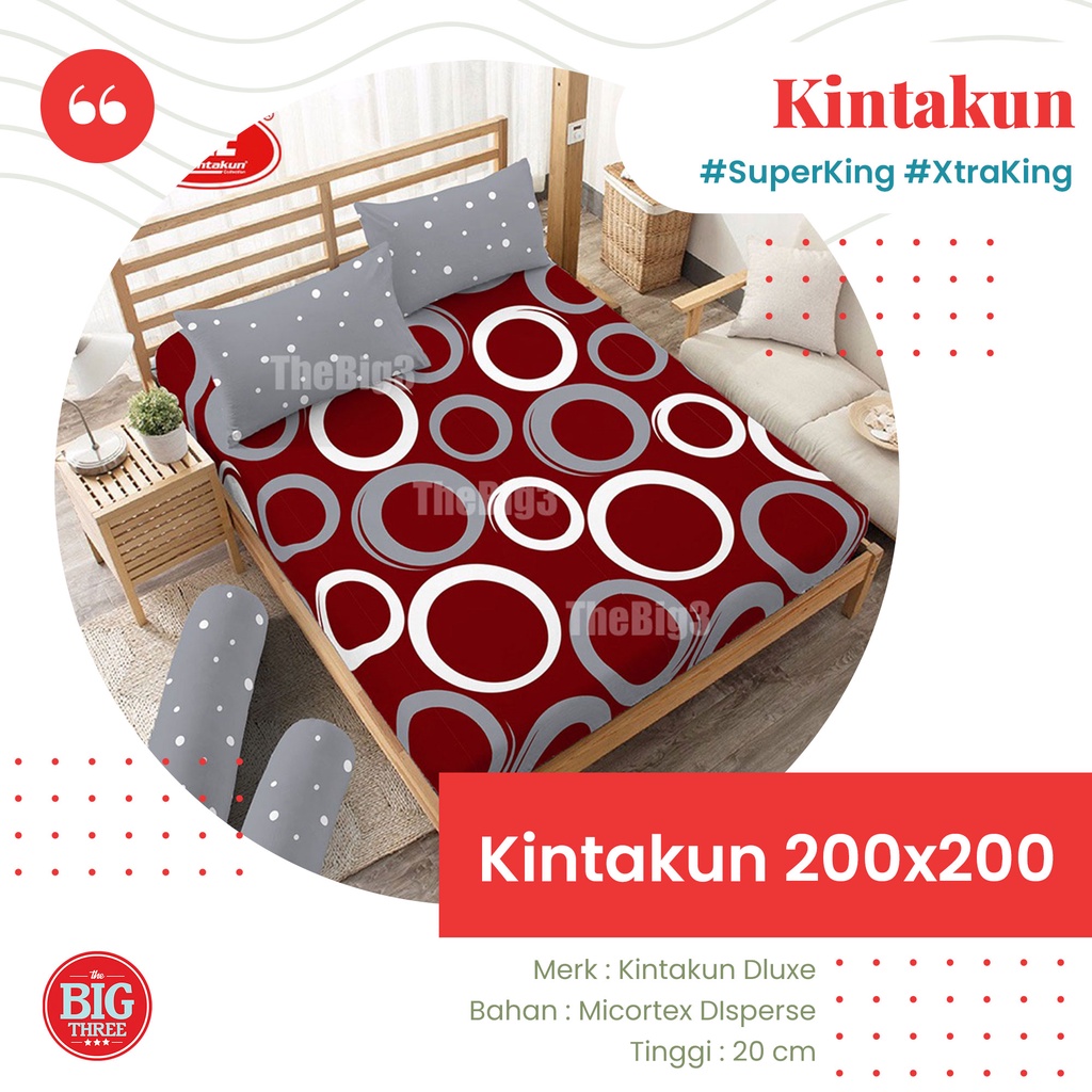 KINTAKUN Sprei 200x200 Tinggi 25 Cm Karet Double Motif Minimalis Bunga - Xtra Super King 200 SP T25
