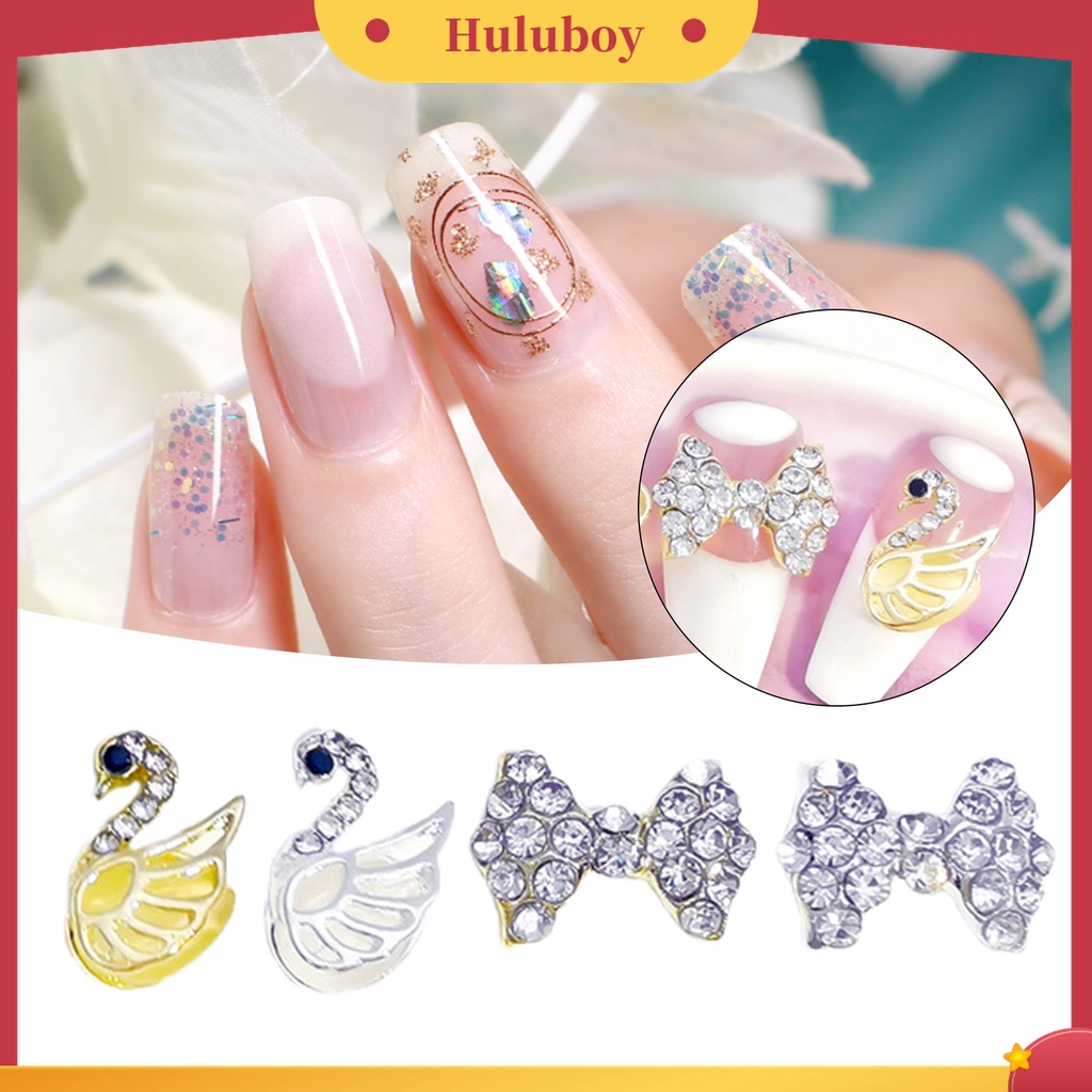 Huluboy Huluboy♡ 10pcs / Pak Pita Alloy Aksen Berlian Imitasi Untuk Dekorasi Nail Art / Manicure