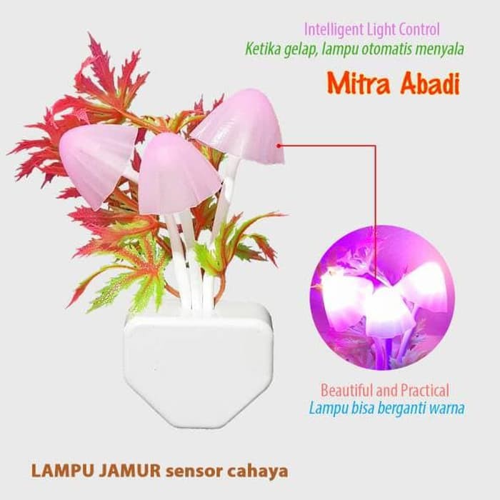 Lampu Tidur LED Jamur Mini Sensor Cahaya