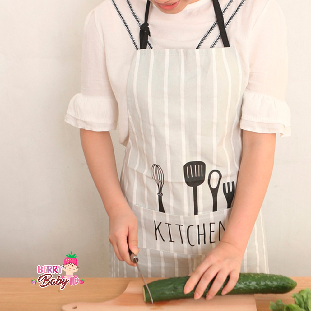 Berry Mart Celemek Kain Apron Kitchen Dapur Kafe dengan Adjustable Strap Berry Mart