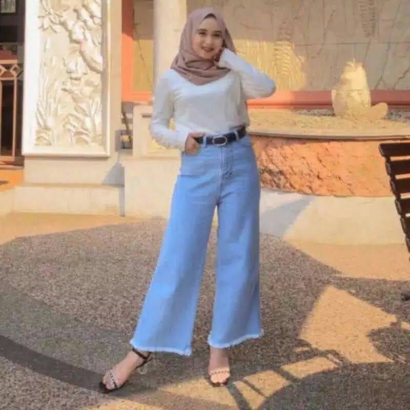 CELANA KULOT JEANS RAWIS WANITA TEBAL PREMIUM