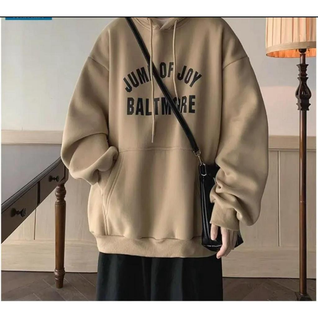 HOODIE KOREA UNISEX OVERSIZE JUM OF JOY FIT TO XL SWEATER FLEECE TEBAL HALUS TERBARU