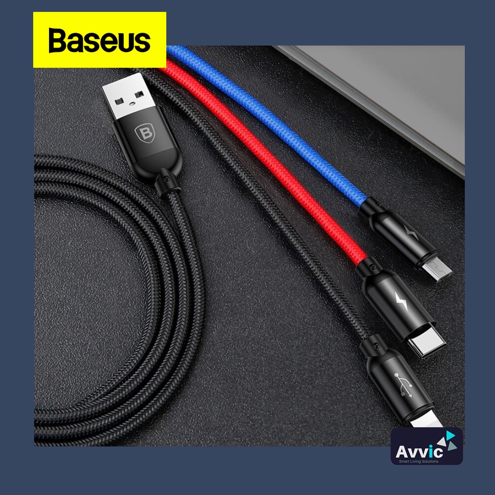 BASEUS KABEL DATA PRIMARY COLORS 3IN1 MICRO+LIGHTNING+TYPE-C 3.5A 1.2M