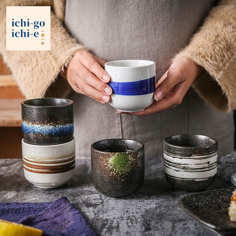 Gelas Keramik Jepang Obita 200ml/ Cangkir Teh Kopi Mug Cantik