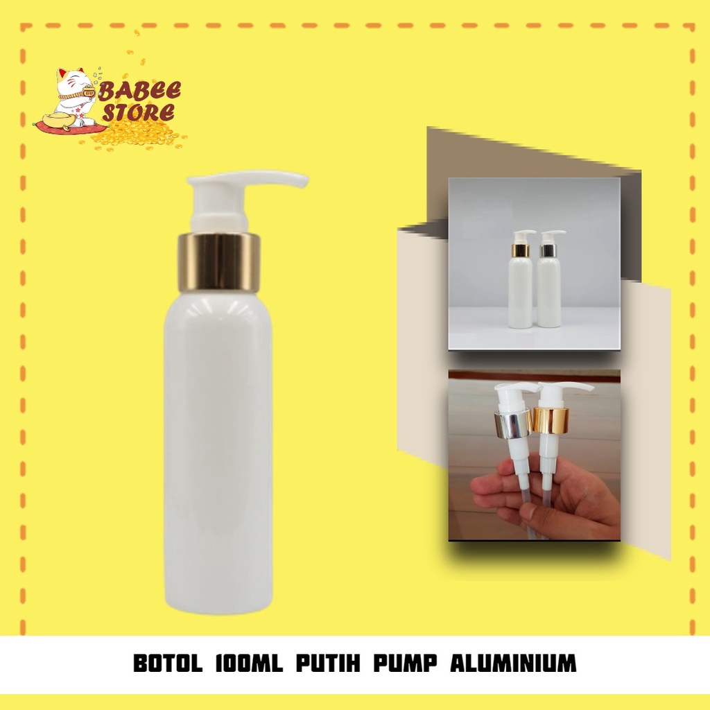 BOTOL PLASTIK 100ML WHITE TUTUP PUMP GOLD SILVER IMPORT - BOTOL PUMP GOLD 100ML PUTIH