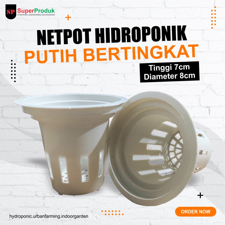 Netpot Bertingkat Tinggi 7cm Diameter 8cm Putih