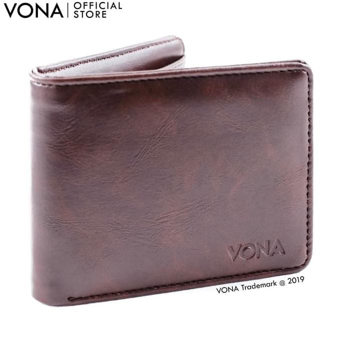 VONA Dompet Pria Kulit PU / Dompet Kartu Keren - JET - Hitam