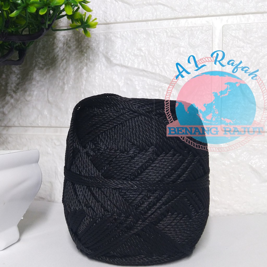 ALRAFAH ALSTORE - BENANG RAJUT POLY KILAP HITAM