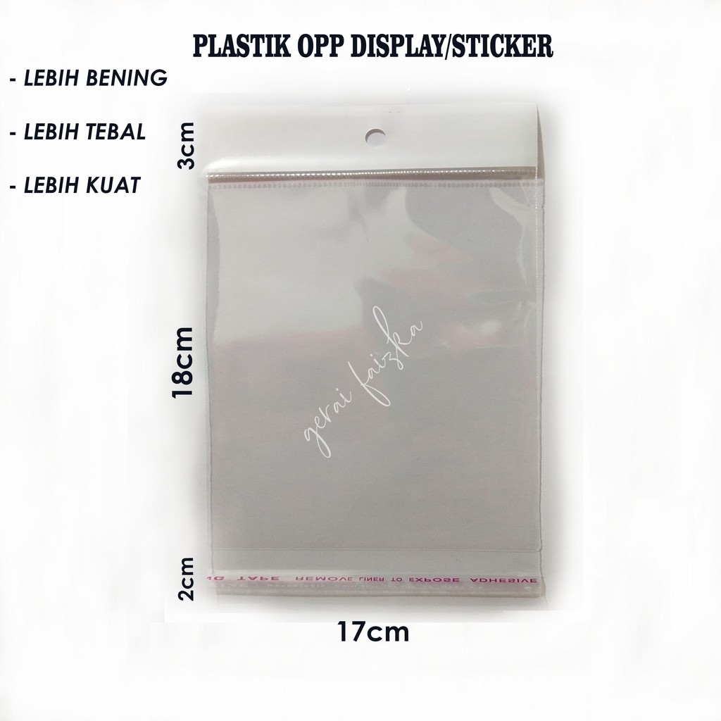 

PLASTIK OPP DISPLAY/STICKER 17x18~18x18