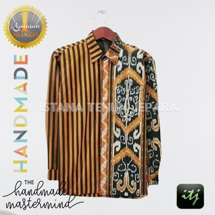 Kemeja Batik Pria Lurik Tenun Songket Lengan Panjang
