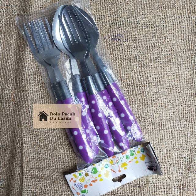 Sendok Garpu Setengah Lusin 3 Set Sendok Garpu Polkadot Sendok Garpu Stainless Shopee Indonesia