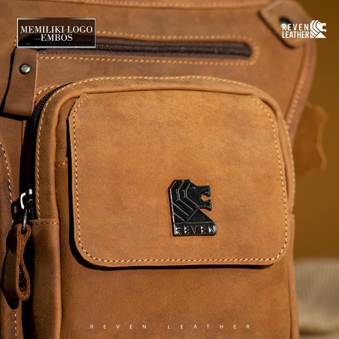 Tas Selempang Kulit Pria Reven Rodeo Waistbag Branded Original Kulit Sapi Asli Premium